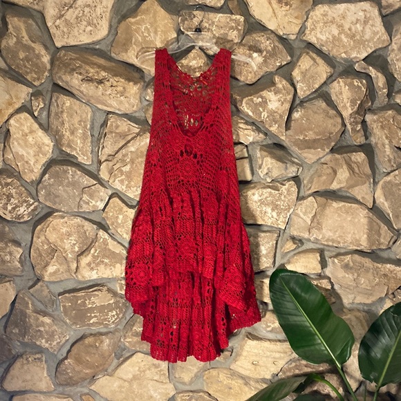 Free People Dresses & Skirts - Hand dyed hand crochet hi low dress slip